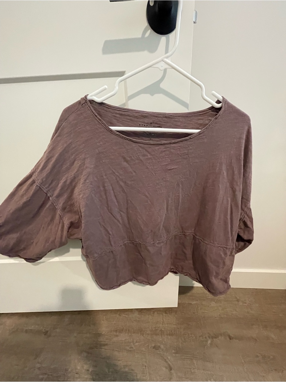 Free People Mauve Boxy Cropped Tee